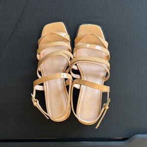 J. Crew Glossy Tan Strappy Sandals